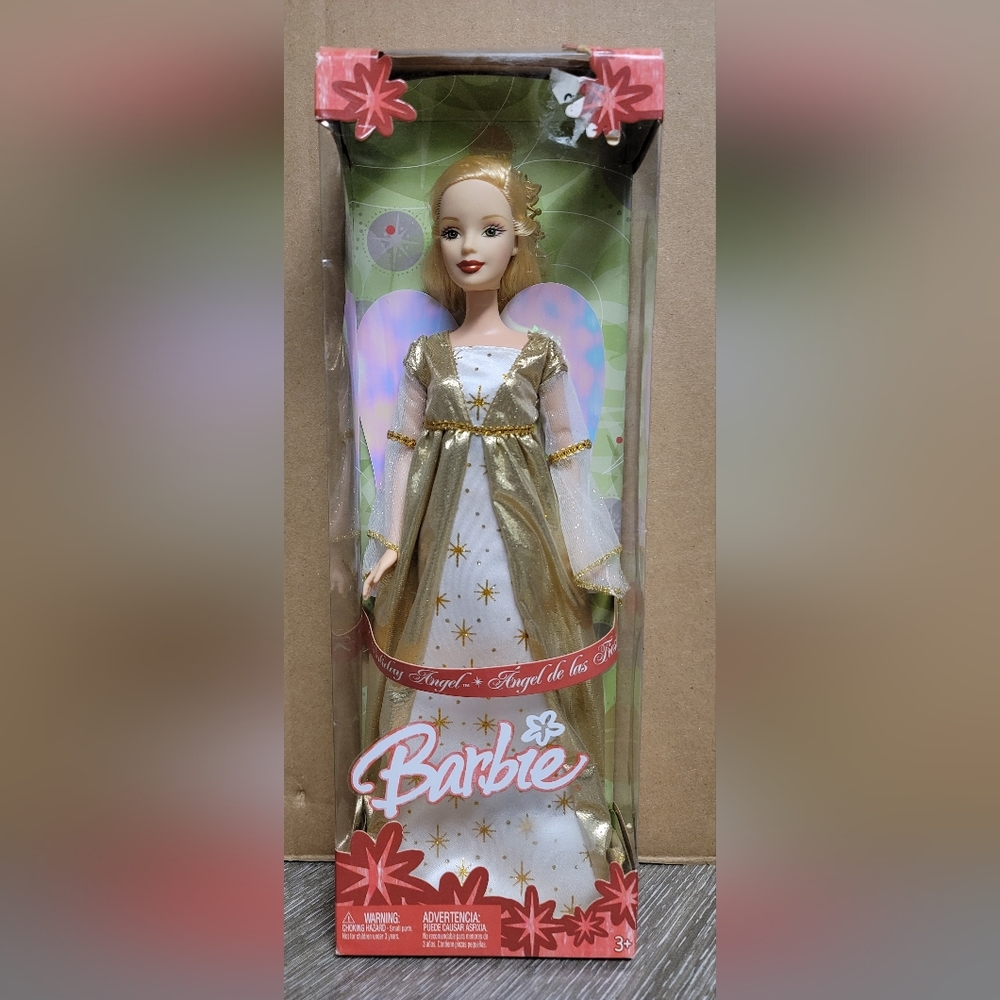 New Barbie Doll Holiday Angel De Las Fiestas 2005 Gold & White Mattel G5322.